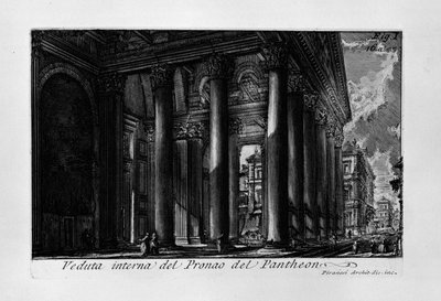 Interior View of the Pronaos of the Pantheon by Giovanni Battista Piranesi